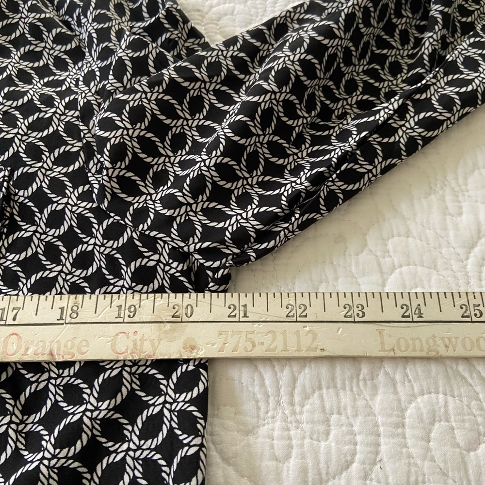 NY Collection Black and White Mandarin Collar Blouse Size Large - Picture 11 of 13